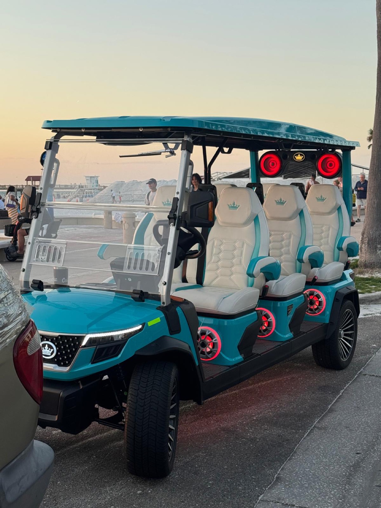 6-passenger cart dusk profile with red accent lights